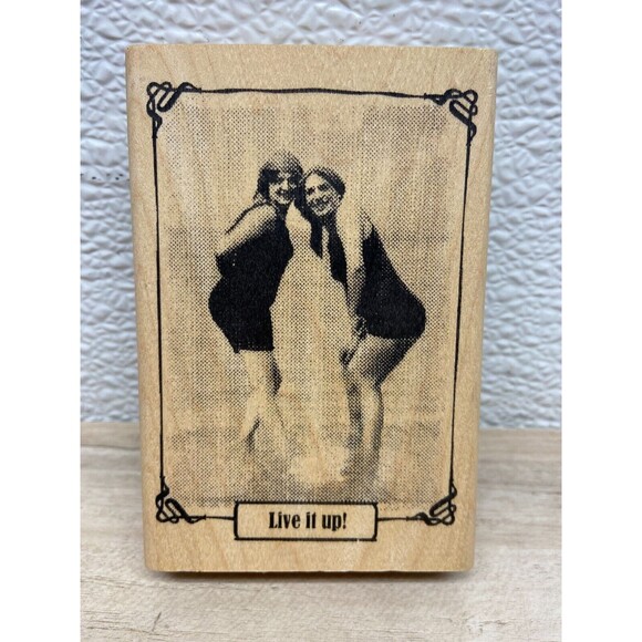 Inkadinkado Live It Up Wood Mounted Rubber Stamp - Picture 1 of 5